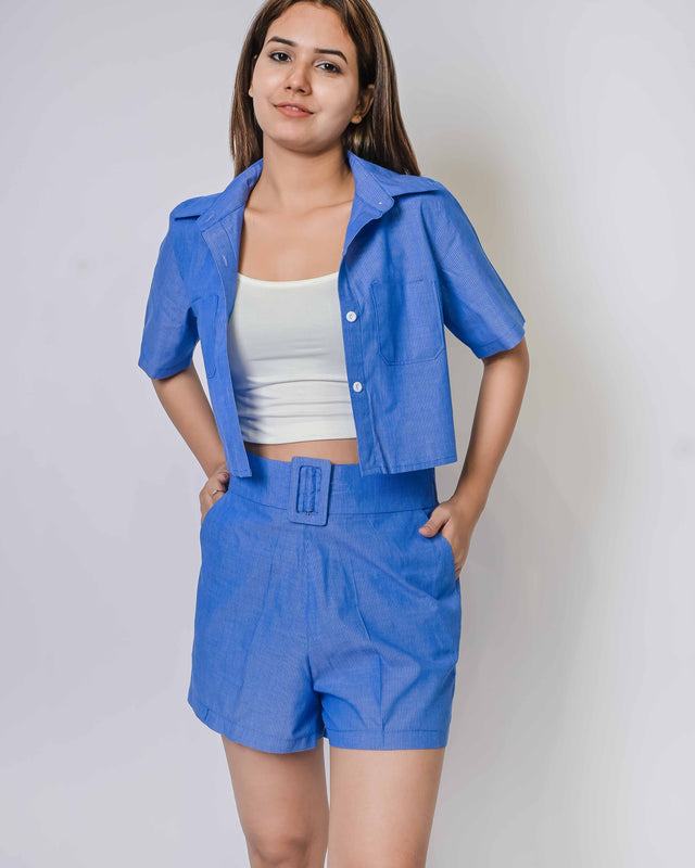 COTTON CROPPED SHIRT WITH SHORTS AND INNER