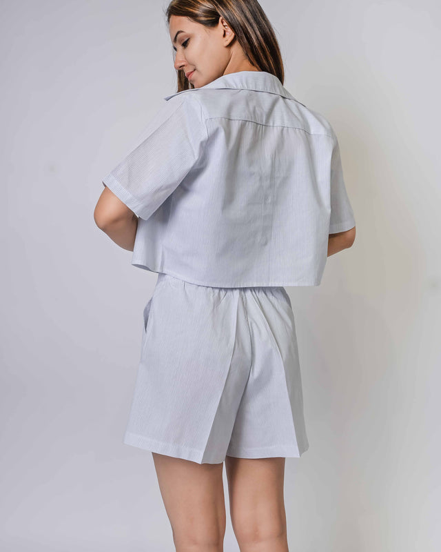 COTTON CROPPED SHIRT WITH SHORTS AND INNER