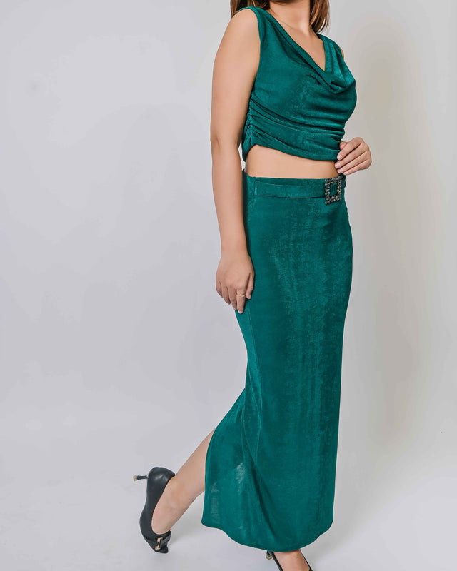 STYLISH GATHERED LONG SKIRT SET