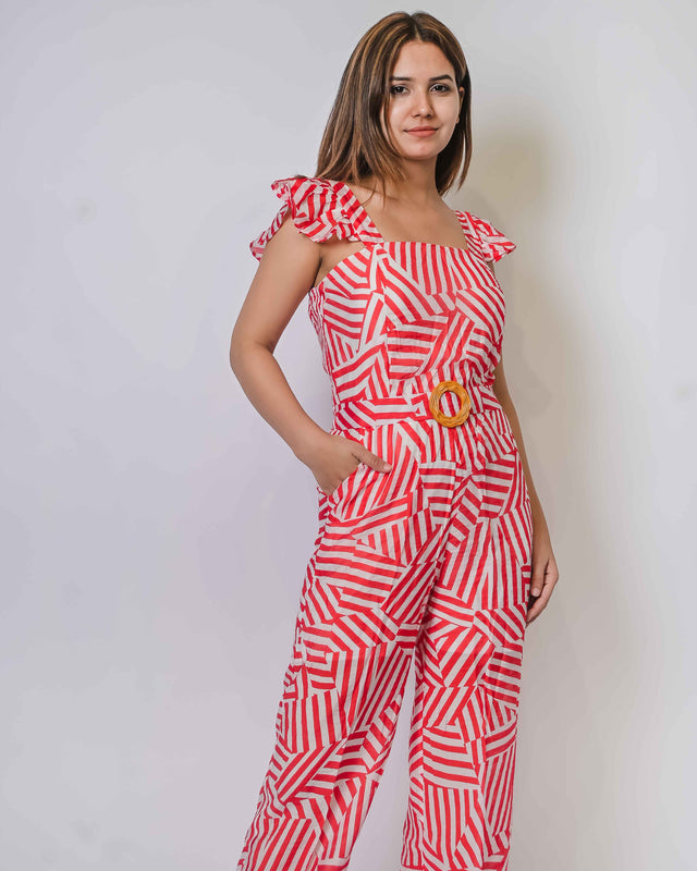 COTTON PRINTED JUMPSUIT