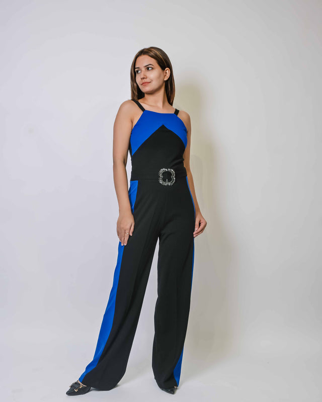 PATTERNED BUCKLE UP JUMPSUIT