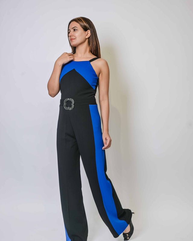 PATTERNED BUCKLE UP JUMPSUIT