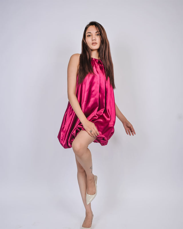 SATIN PUFFER DRESS