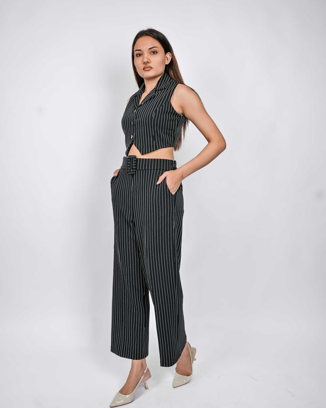 STRIPED TROUSERS WITH WAIST COAT TOP