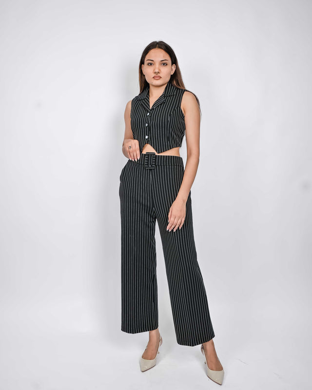 STRIPED TROUSERS WITH WAIST COAT TOP