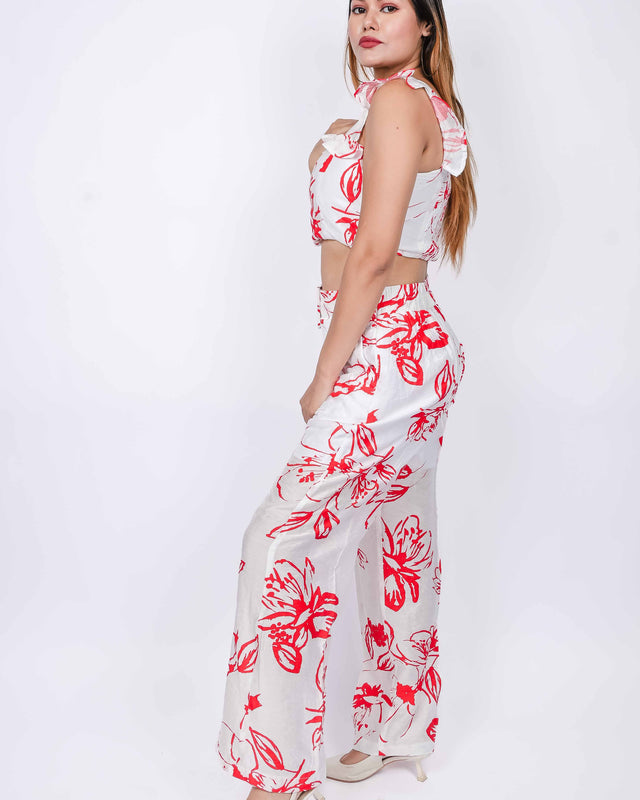 ELEGANT 2 PIECE FLORAL PRINTED SET WITH RUFFLED SLEEVES