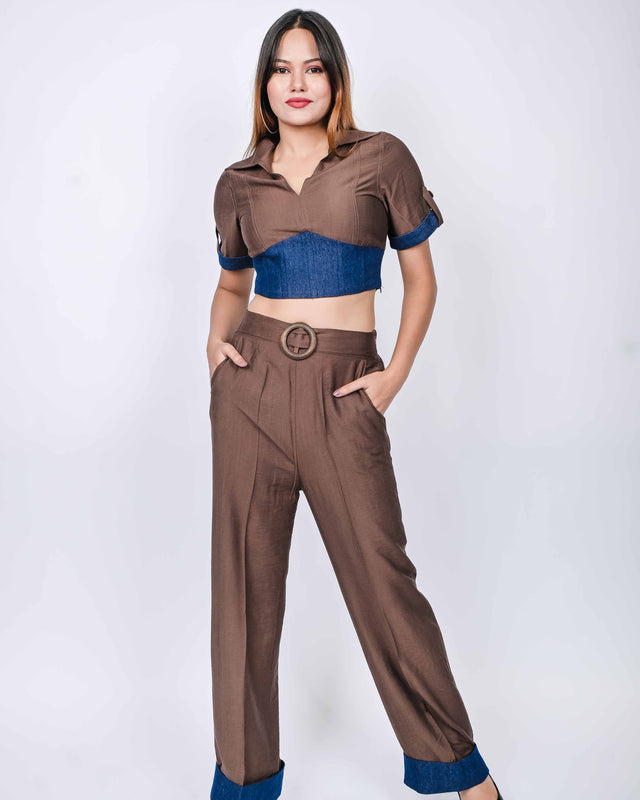 STYLISH CORSET TOP WITH STRAIGHT PANTS