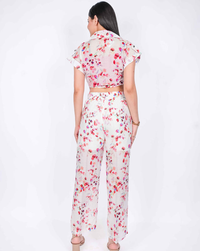 COTTON FLORAL PRINTED FRONT TIE 3 PIECE SET