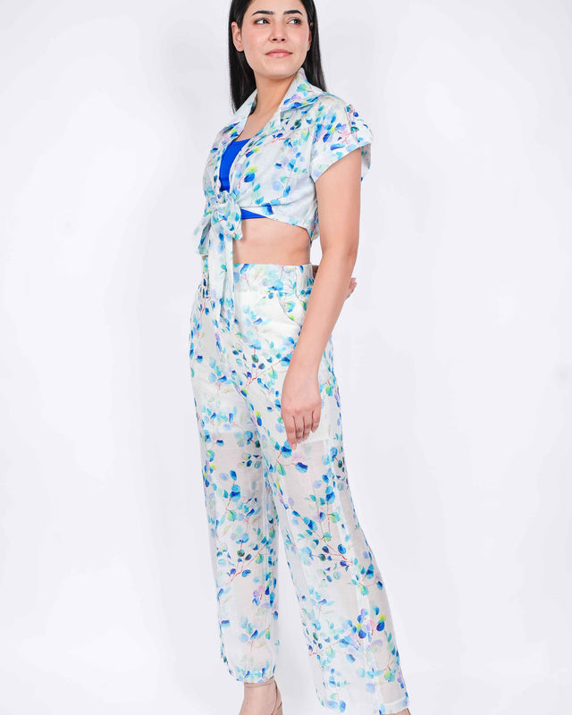 COTTON FLORAL PRINTED FRONT TIE 3 PIECE SET