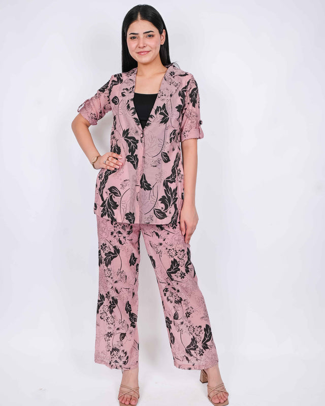 FRONT BUTTON COTTON PRINTED CO ORD SET