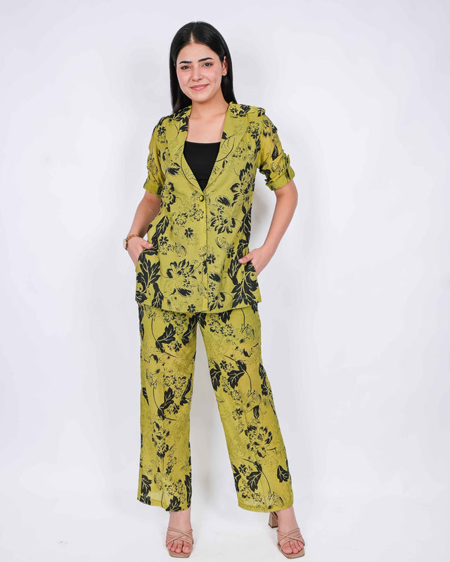 FRONT BUTTON COTTON PRINTED CO ORD SET