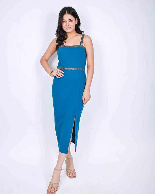 SIDE SLIT DESIGNER STONE DETAILED DRESS