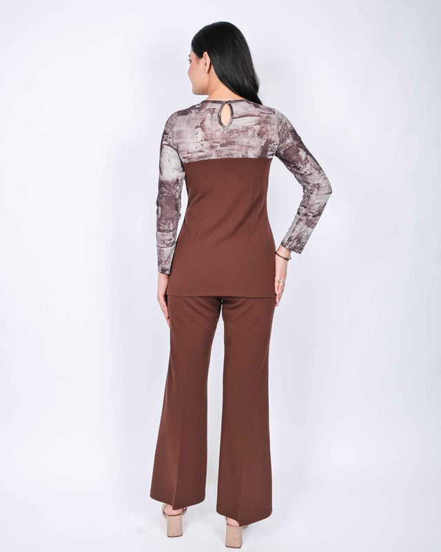 DESIGNER PATTERNED NET TOP WITH TROUSERS