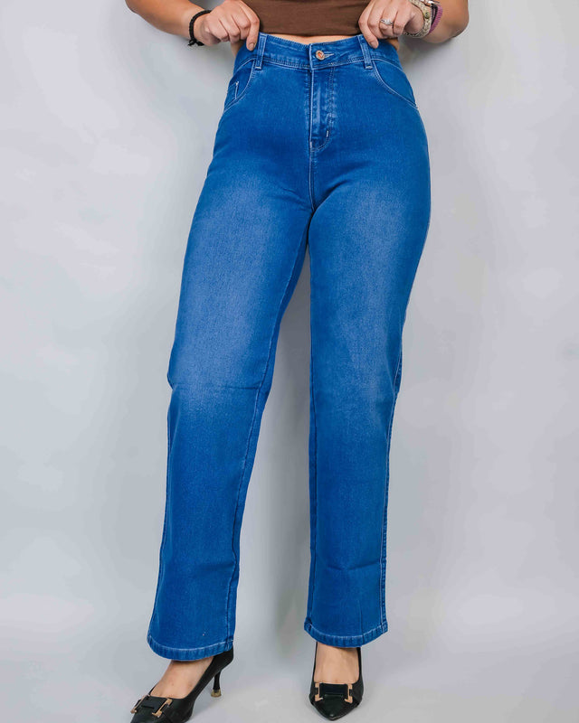 BASIC STRAIGHT FIT MID BLUE DENIMS