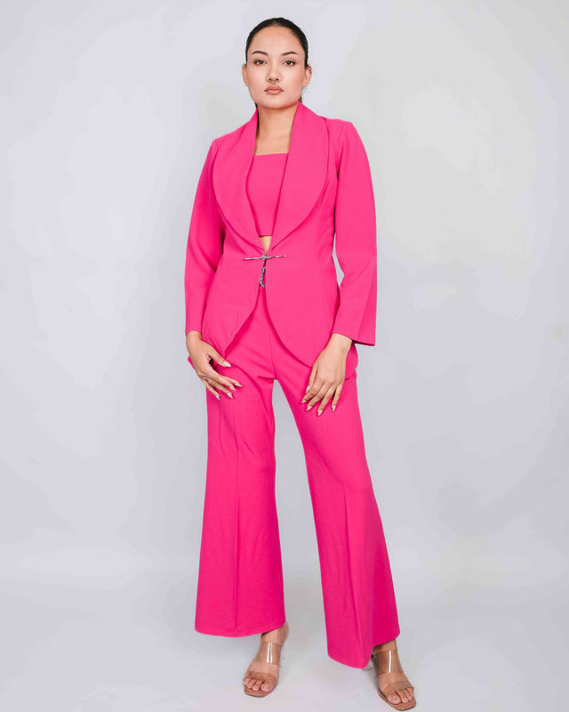 FORMAL 3-PIECE SET: TROUSER CROP TOP AND STYLISH BLAZER