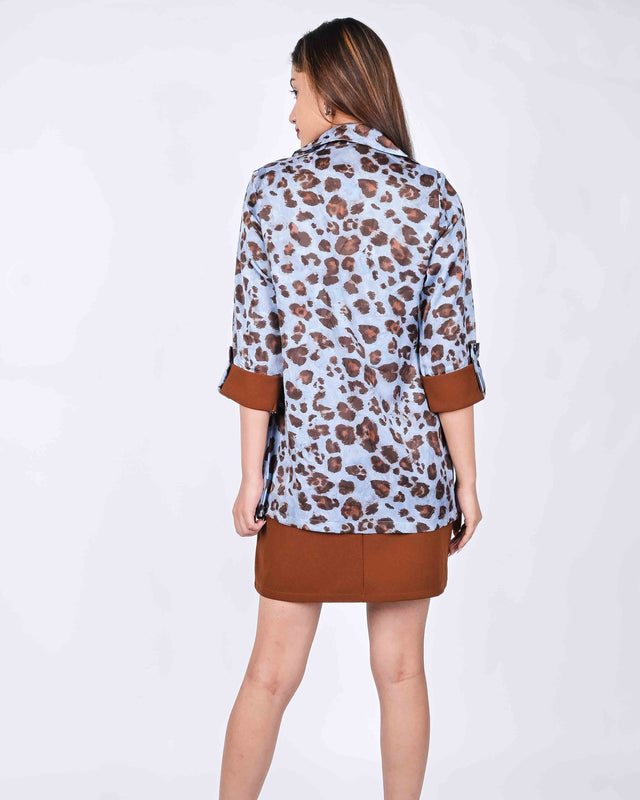 PARTY WEAR SHORT DRESS WITH LEOPARD BLAZER