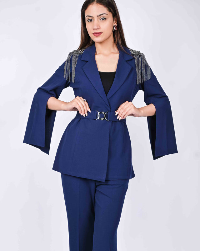 FASHIONABLE BELL SLEEVED BLAZER WITH TROUSERS AND INNER