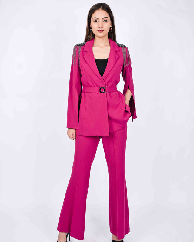 FASHIONABLE BELL SLEEVED BLAZER WITH TROUSERS AND INNER