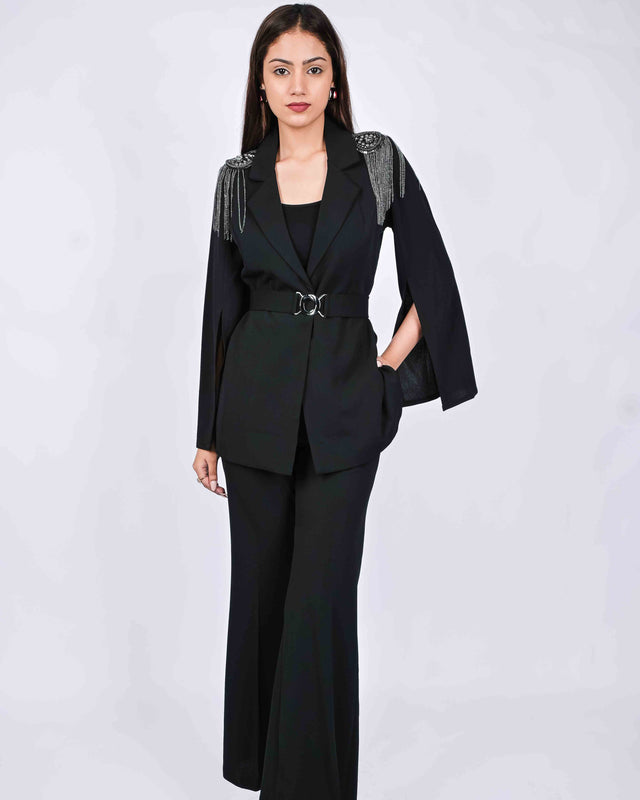 FASHIONABLE BELL SLEEVED BLAZER WITH TROUSERS AND INNER