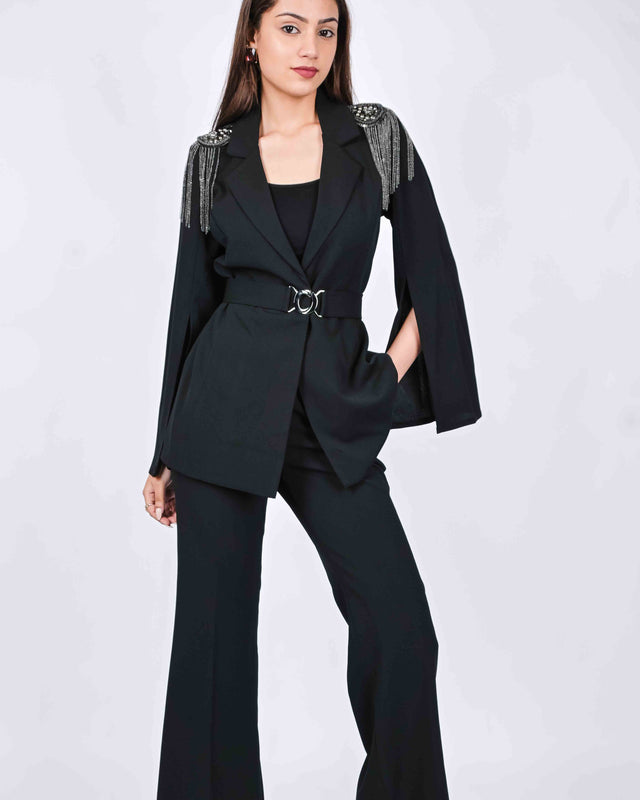 FASHIONABLE BELL SLEEVED BLAZER WITH TROUSERS AND INNER