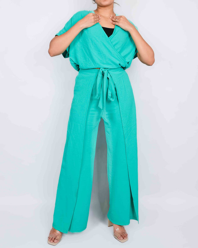 SIDE SLIT HAREM PANTS WITH BALLOON STYLE TOP (INNER INCLUDED)