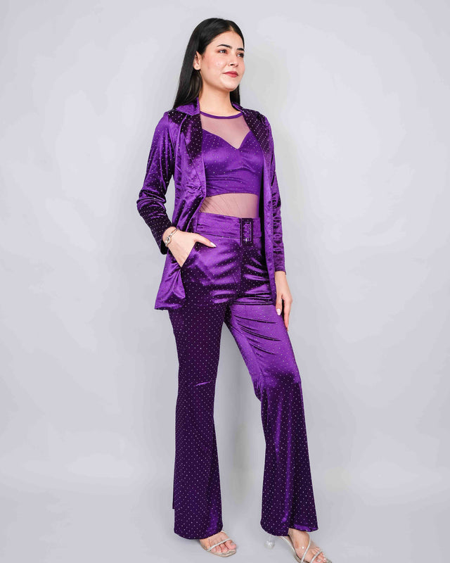 PARTY WEAR FULL STONE WORK CO ORD SET