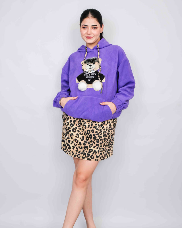 WINTER WEAR ANIMAL PRINTED SKIRT WITH HOODIE