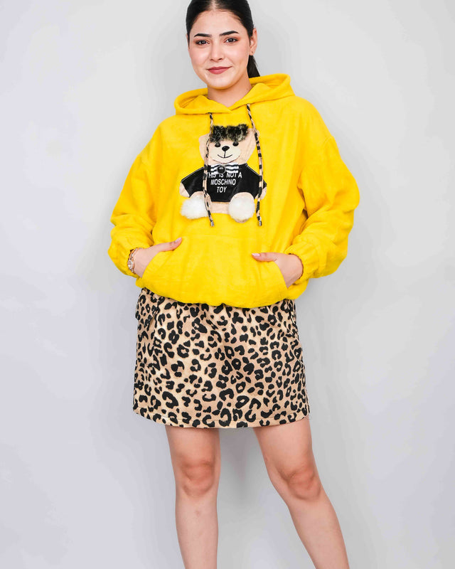 WINTER WEAR ANIMAL PRINTED SKIRT WITH HOODIE