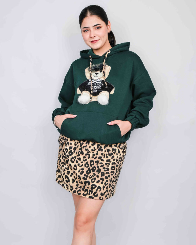 WINTER WEAR ANIMAL PRINTED SKIRT WITH HOODIE