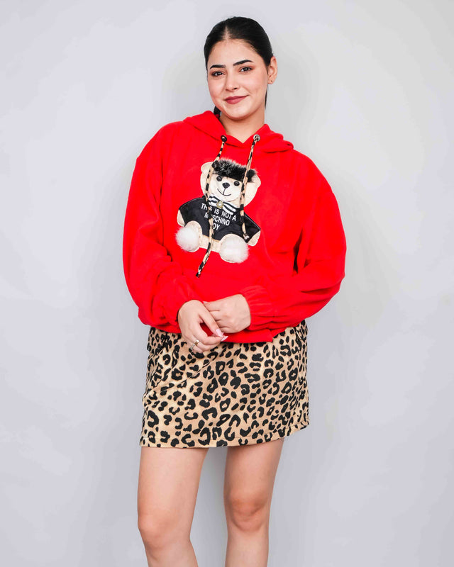 WINTER WEAR ANIMAL PRINTED SKIRT WITH HOODIE