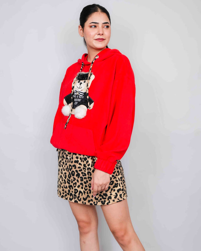 WINTER WEAR ANIMAL PRINTED SKIRT WITH HOODIE