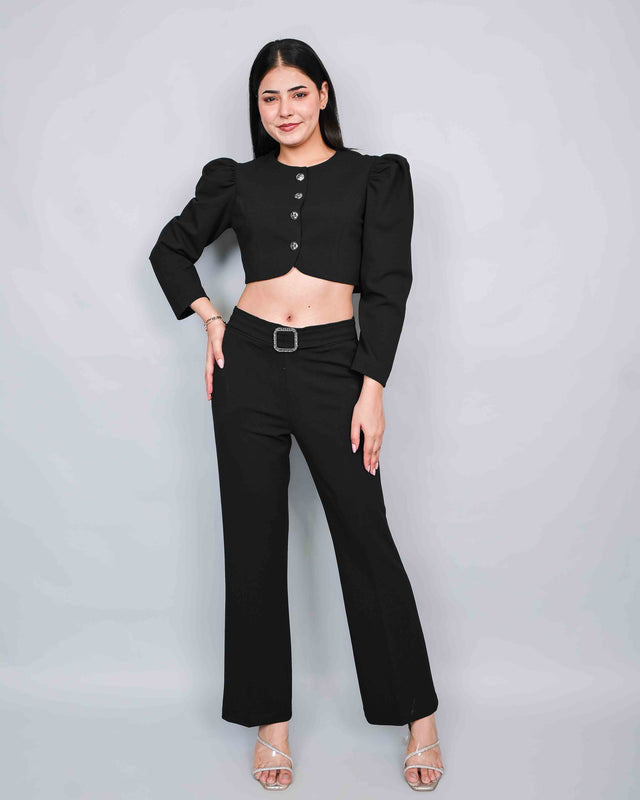 STYLISH PUFFED SLEEVE TOP WITH TROUSERS