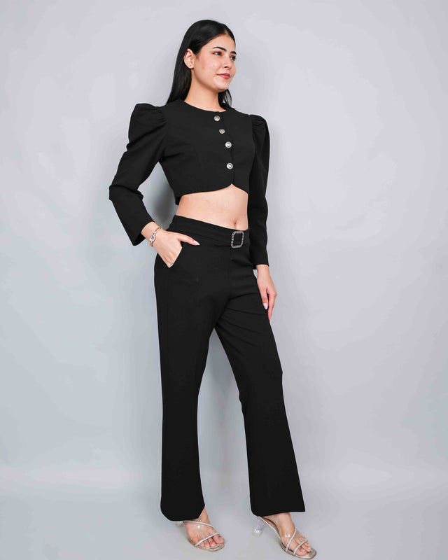 STYLISH PUFFED SLEEVE TOP WITH TROUSERS