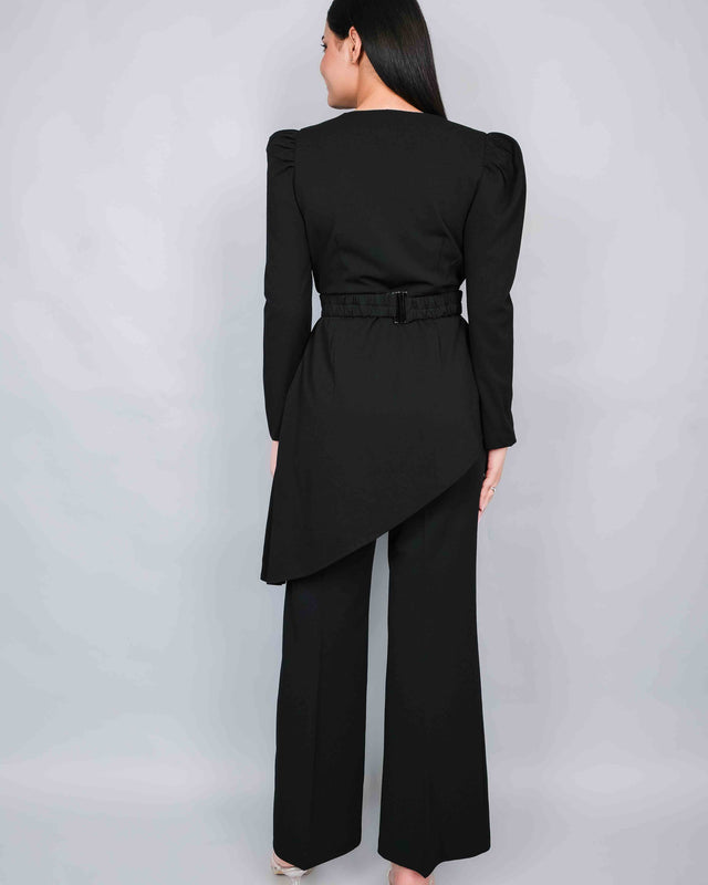 STYLISH ONE SIDED LONG TOP WITH TROUSERS (WAIST BELT INCLUDED)