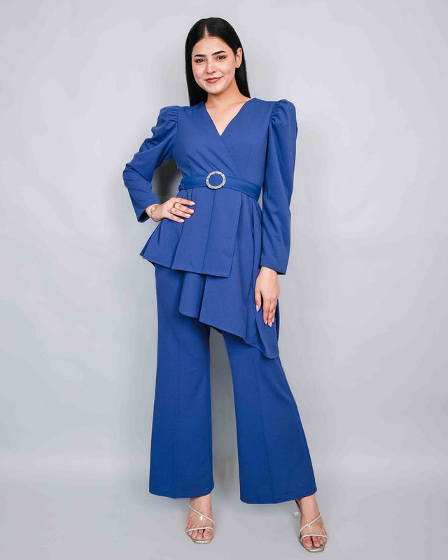 STYLISH ONE SIDED LONG TOP WITH TROUSERS (WAIST BELT INCLUDED)