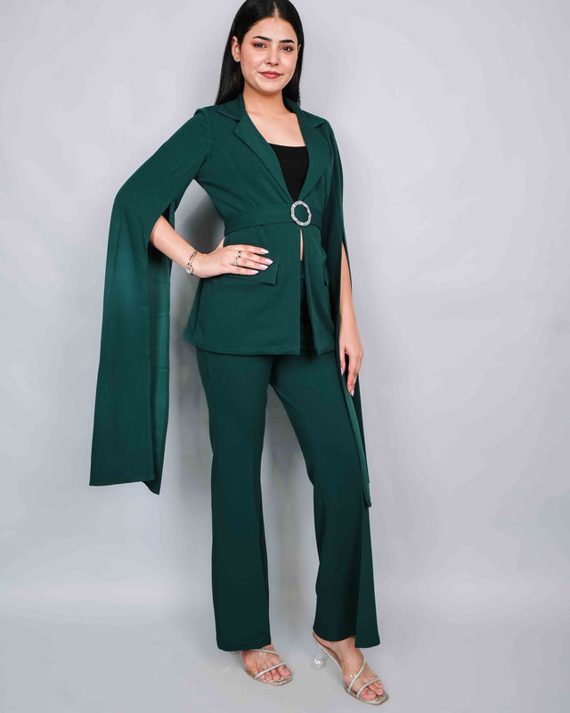 STYLISH LONG BELL SLEEVED BLAZER SET (BELT INCLUDED)