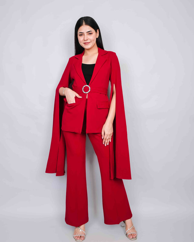 STYLISH LONG BELL SLEEVED BLAZER SET (BELT INCLUDED)