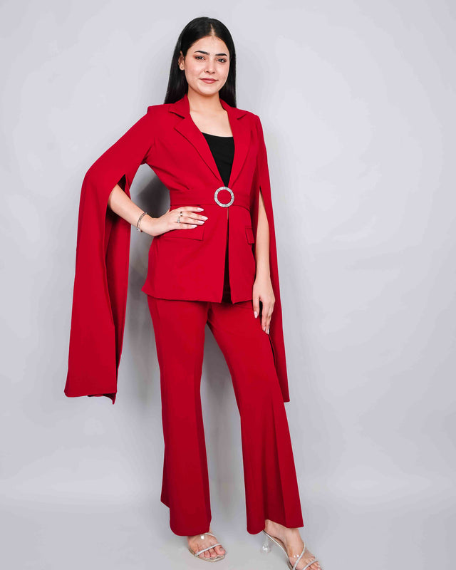 STYLISH LONG BELL SLEEVED BLAZER SET (BELT INCLUDED)