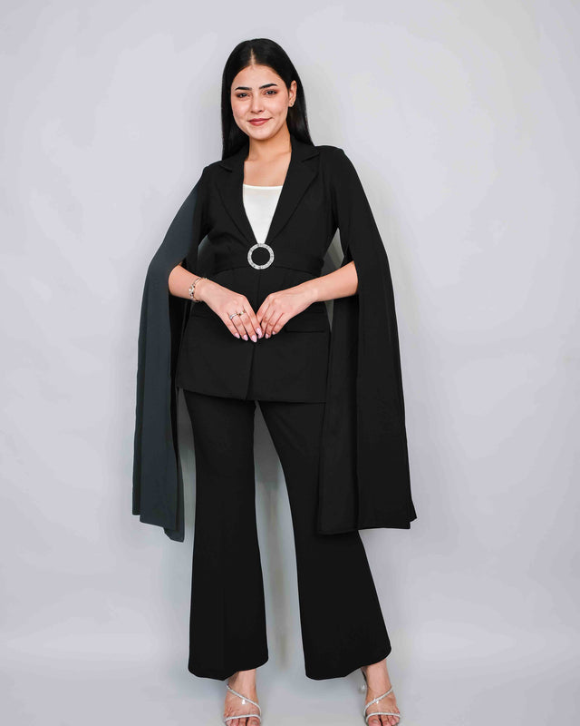 STYLISH LONG BELL SLEEVED BLAZER SET (BELT INCLUDED)