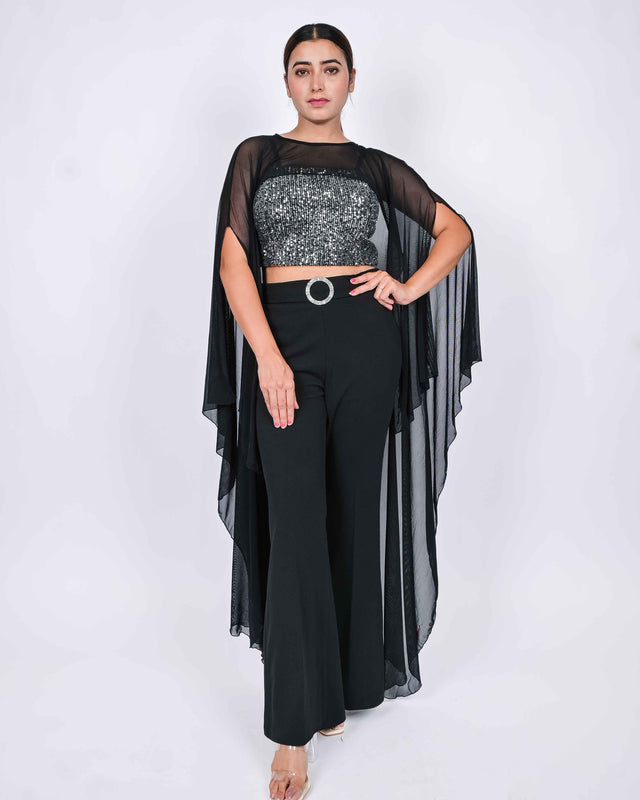 BLINGY PARTY WEAR SET WITH DESIGNER CAPE