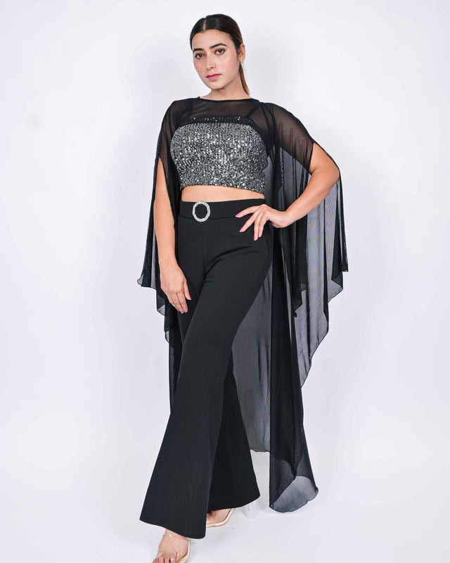 BLINGY PARTY WEAR SET WITH DESIGNER CAPE